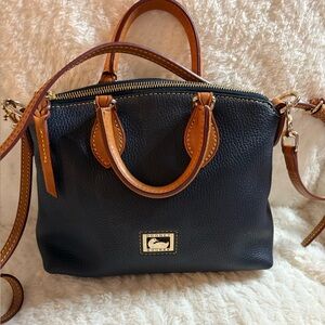 Dooney & Bourke Navy and Brown Leather 2-way Bag